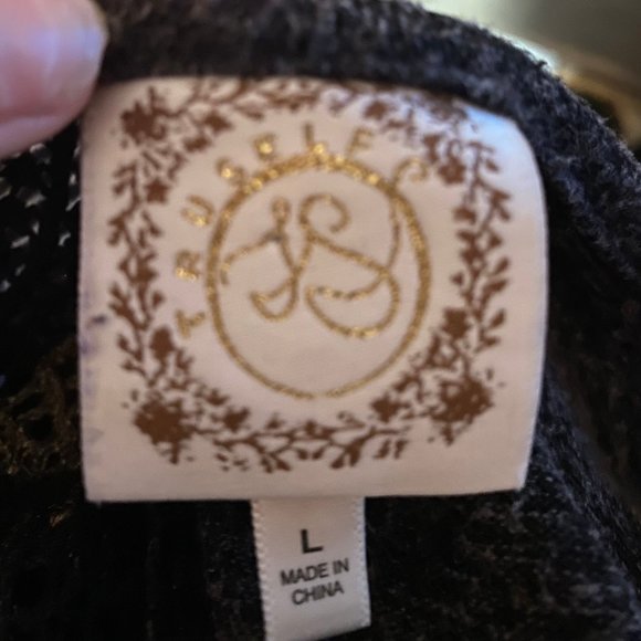 Truself long sleeve Multi Media Oversized Tunic stripes, plaid and lace sz L - Picture 5 of 8